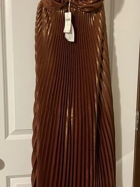 Anthropologie Pleated Metallic Dress